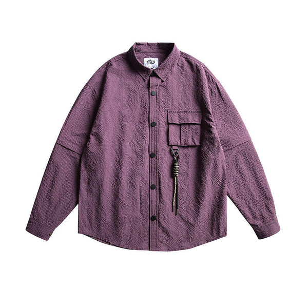 韓国ファッション SELCA-Nylon waterproof detachable sleeve shirt shirt-mselca2024ss-080-03