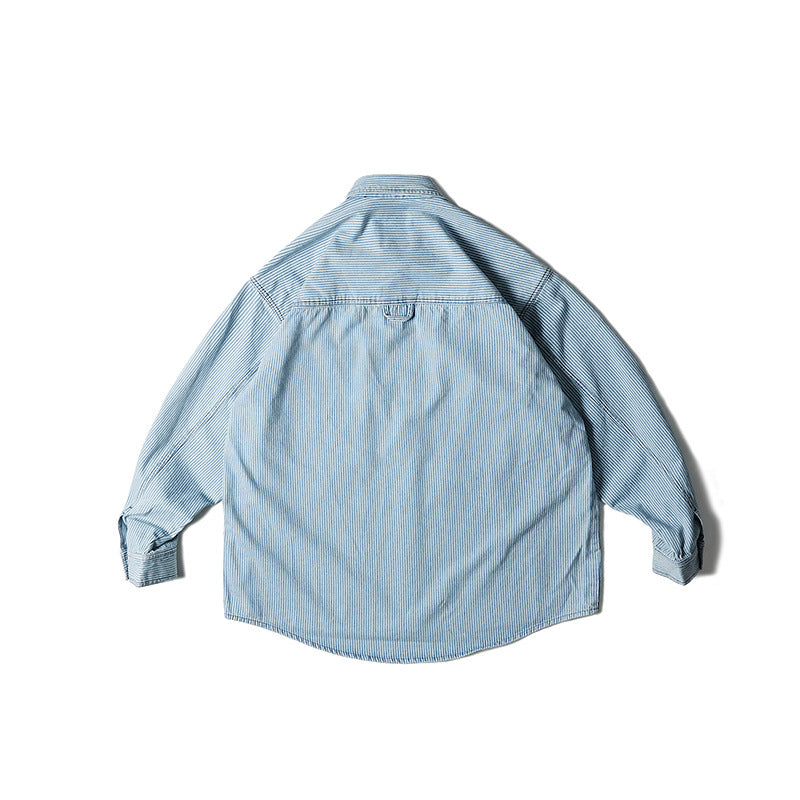 韓国ファッション SELCA-multi-pocket blue striped shirt-mselca2024ss-013-05