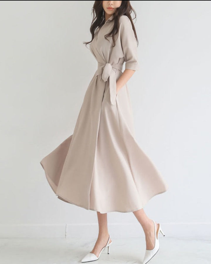 韓国ファッション SELCA-ハイウエストAラインロングワンピース-2023ss-op31-07