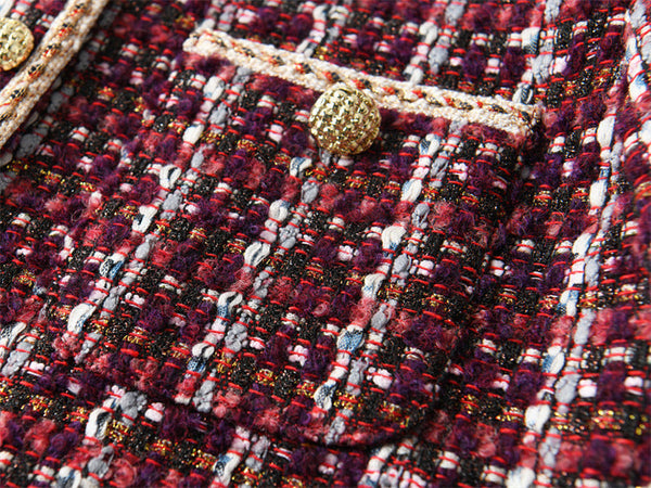 韓国ファッション SELCA-ウール混バイオレットカラーツイードジャケット-2024ss-ou25-013