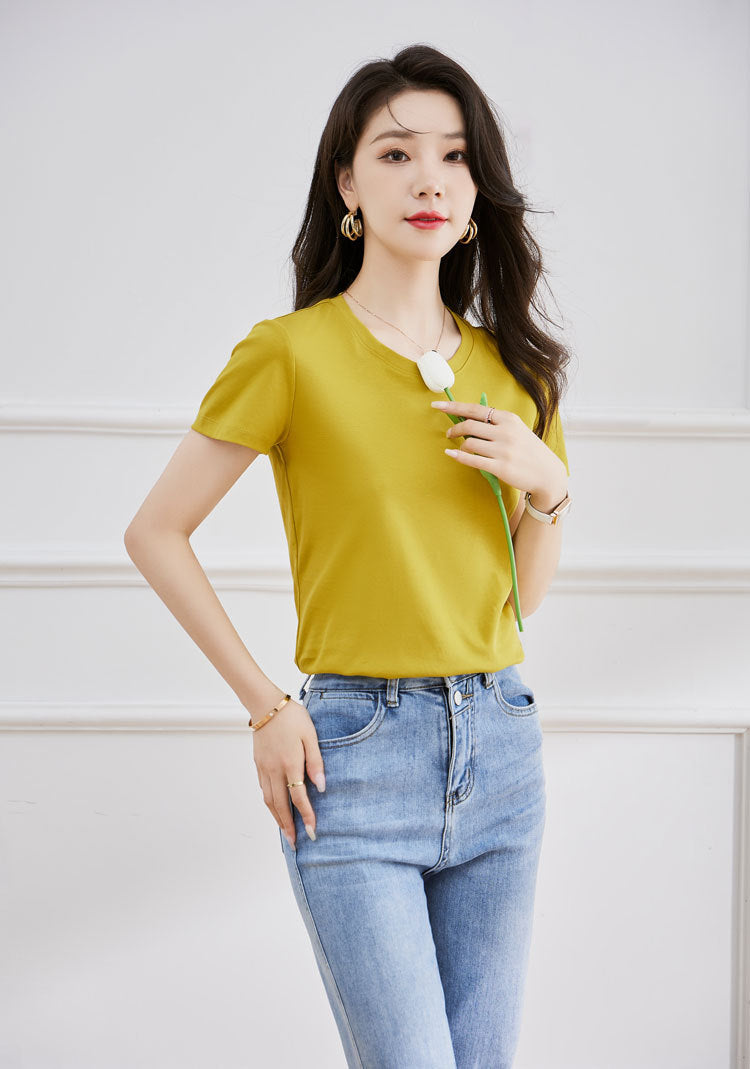 韓国ファッション SELCA-ラウンドネックTシャツ-2024ss-119-017