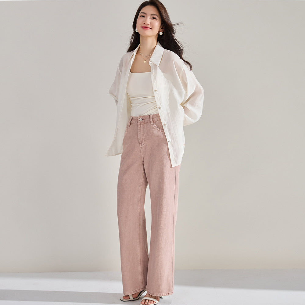 韓国ファッション SELCA-ストレートピンクパンツ-2024ss-84-04