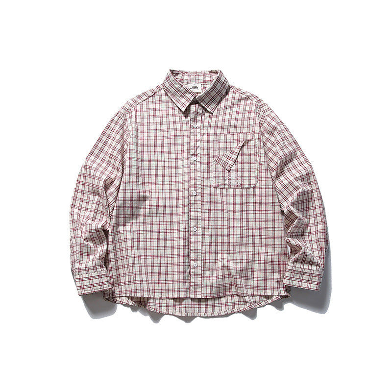 韓国ファッション SELCA-Triple line check casual shirt-mselca2024ss-033-010