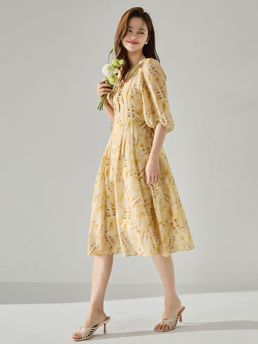 韓国ファッション SELCA-イエロータックワンピース-2024ss-155-02