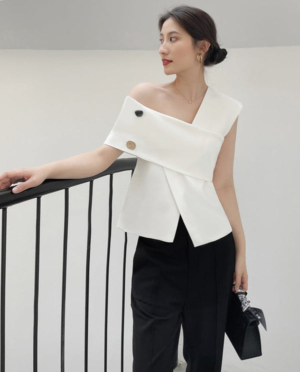 韓国ファッション SELCA-ワンショルデザイントップス-2023ss-tp20-07