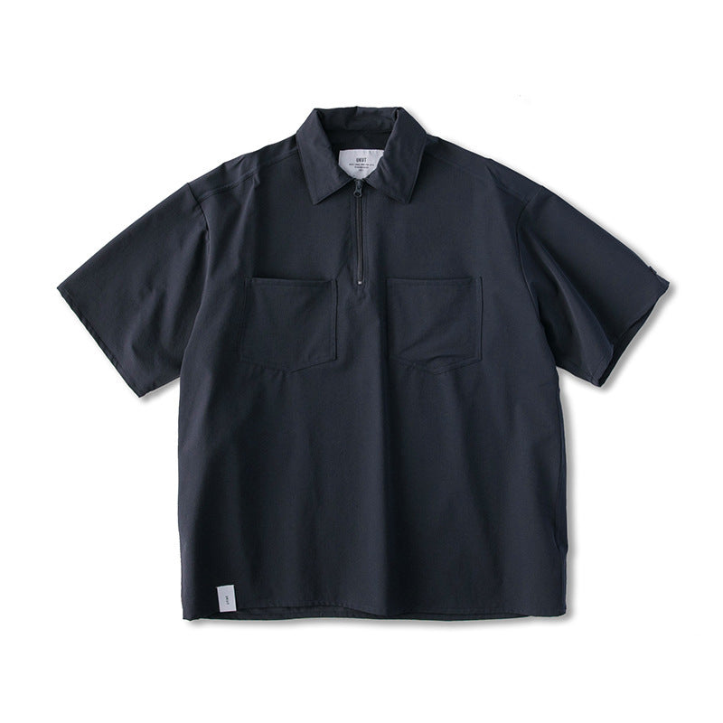 韓国ファッション SELCA-half zip double pocket shirt-mselca2024ss-097-04