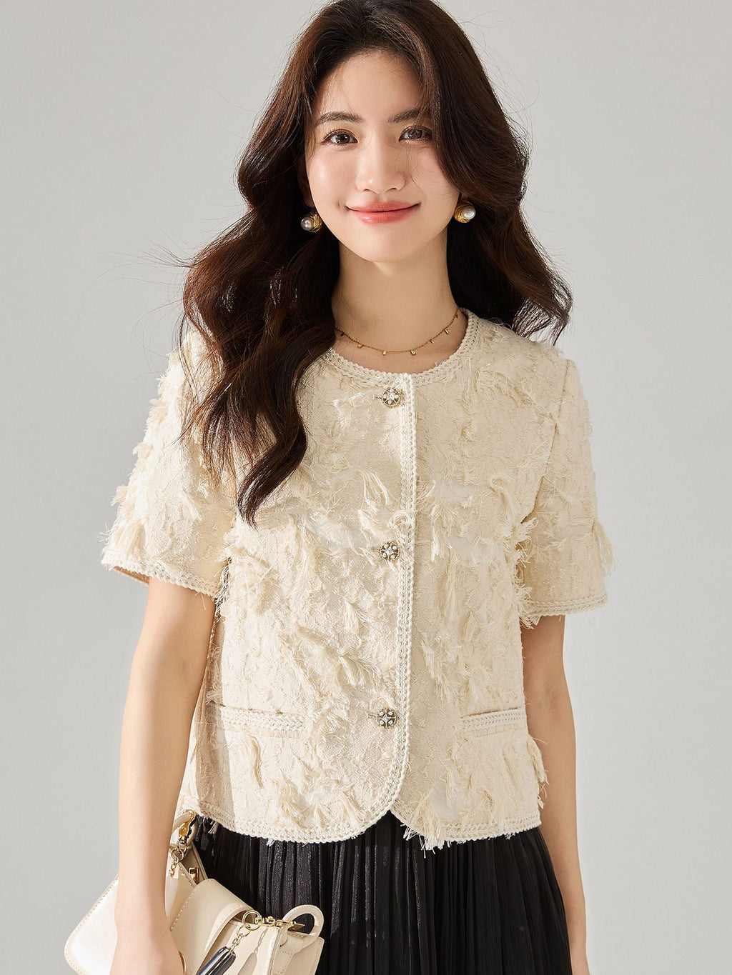 韓国ファッション SELCA-フリンジハーフジャケット-2024ss-158-02