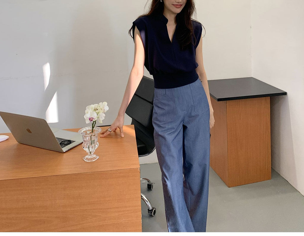 韓国ファッション SELCA-ノースリーブvネックトップス-2024ss-0057-09