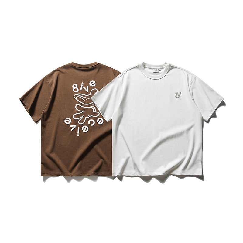 韓国ファッション SELCA-FORN3 2024夏新作和風プルオーバーTシャツトップメンズトレンドパーソナライズ刺繍プリントコットン半袖-mselca2024ss-0132-05