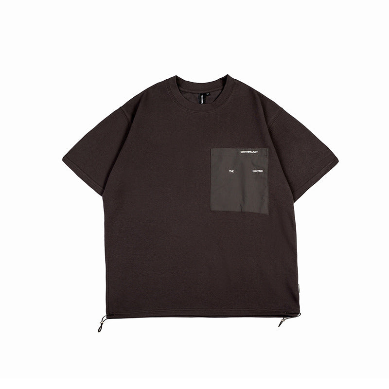 韓国ファッション SELCA-Forn3 2022夏新作メンズベースペディールバッグ丸襟tシャツ日潮レトロ装飾ループ半袖-mselca2024ss-0135-02