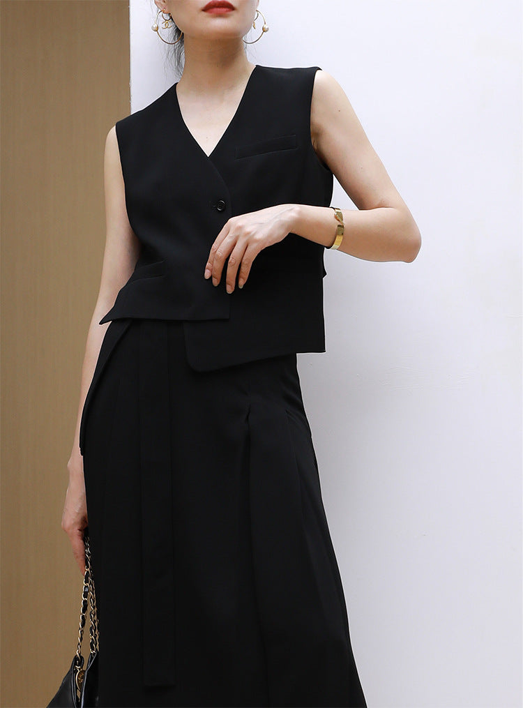 韓国ファッション SELCA-アシメジレセットアップ-2024ss-0068-021
