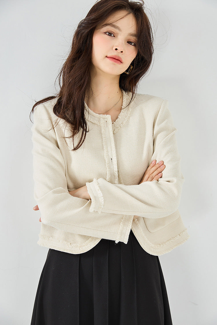 韓国ファッション SELCA-ショートフリンジツイードジャケット-2023aw-ot10-1-03