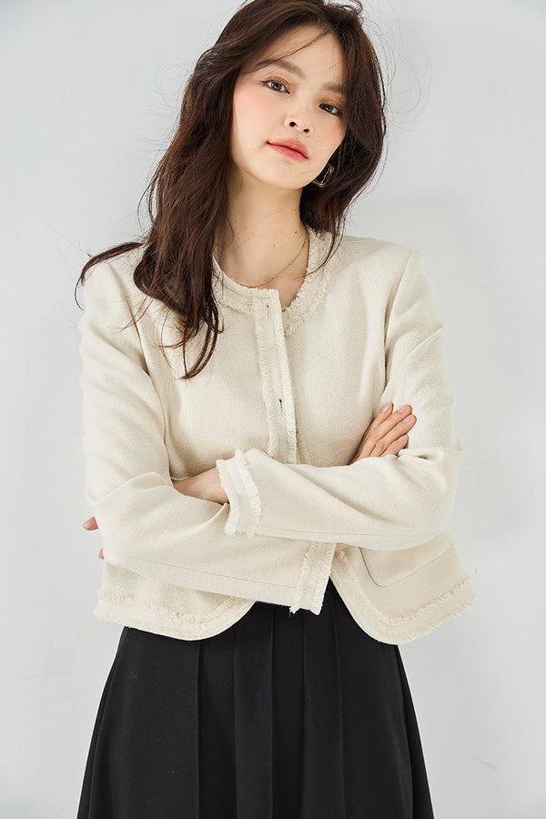 韓国ファッション SELCA-ショートフリンジツイードジャケット-2023aw-ot10-1-03