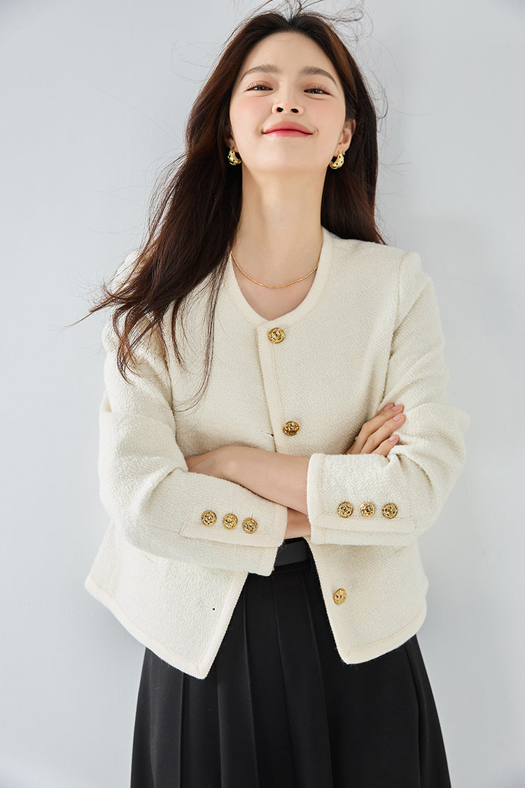 韓国ファッション SELCA-エレガントホワイトウールジャケット-2024ss-ou31-07
