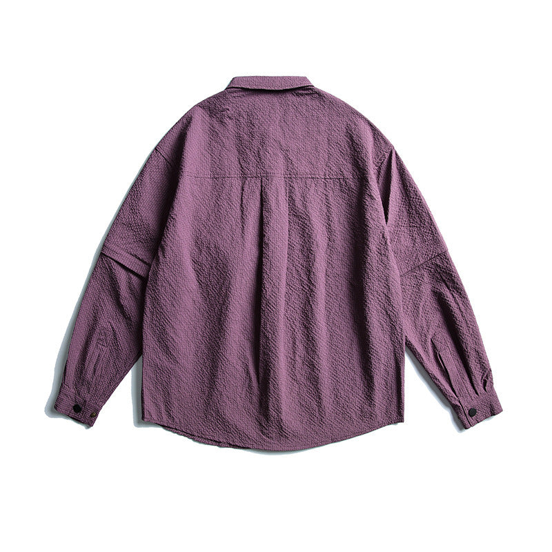 韓国ファッション SELCA-Nylon waterproof detachable sleeve shirt shirt-mselca2024ss-080-06