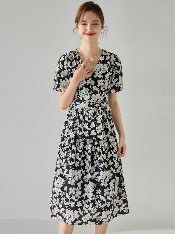 韓国ファッション SELCA-フレンチヘップバーンスタイルウエストドレス-2024ss-143-02