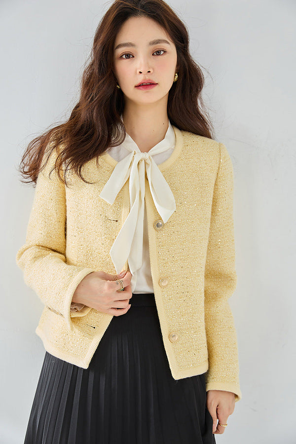 韓国ファッション SELCA-ファンシーツイードスパンコールショートジャケット-2024ss-ou17-02