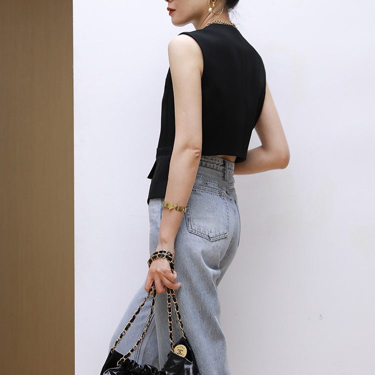 韓国ファッション SELCA-アシメジレセットアップ-2024ss-0068-05