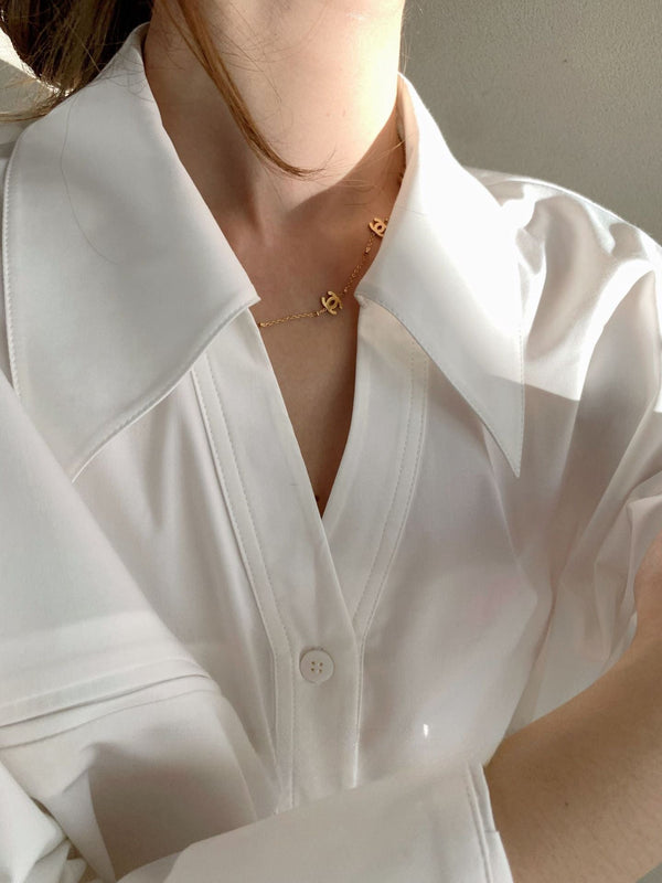 韓国ファッション SELCA-シンプルホワイトシャツ-2024ss-0012-02