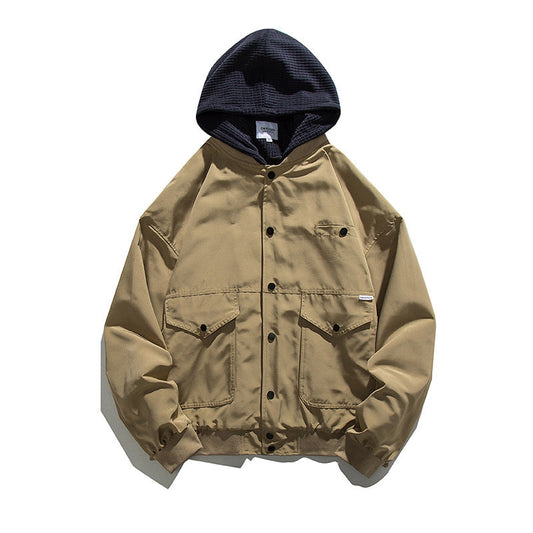 韓国ファッション SELCA-Different material hoodie blouson-mselca2024ss-026-01