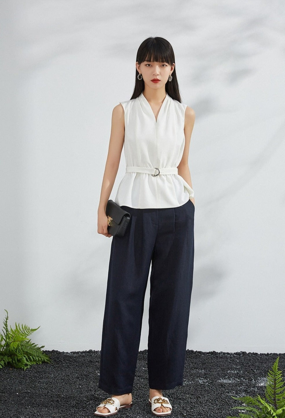 韓国ファッション SELCA-ノースリーブシャツチュニック-2024ss-tp34-07