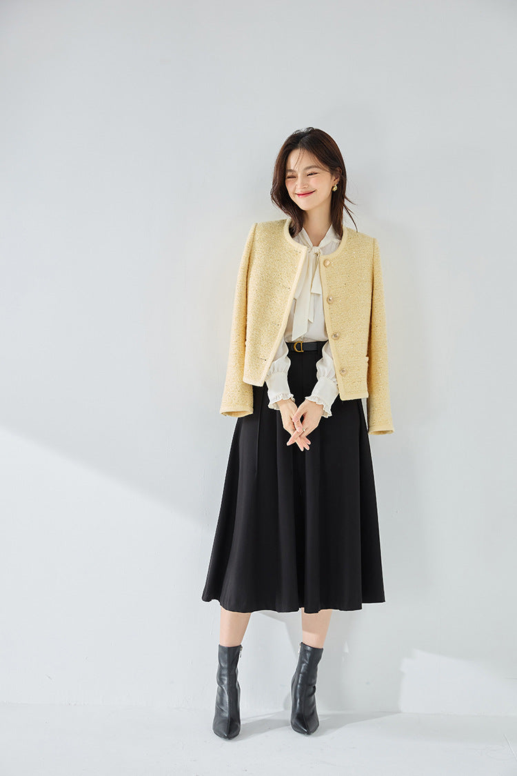 韓国ファッション SELCA-ファンシーツイードスパンコールショートジャケット-2024ss-ou17-05