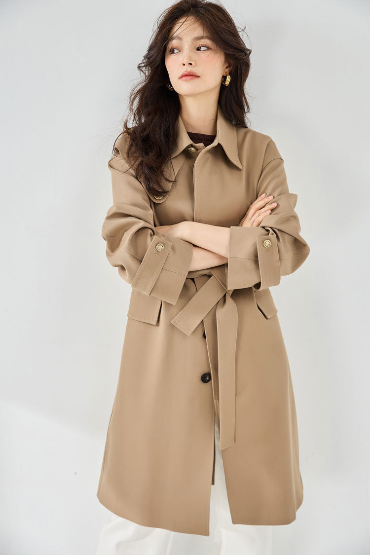 カジュアルミドル丈トレンチコート | 韓国レディースファッション通販