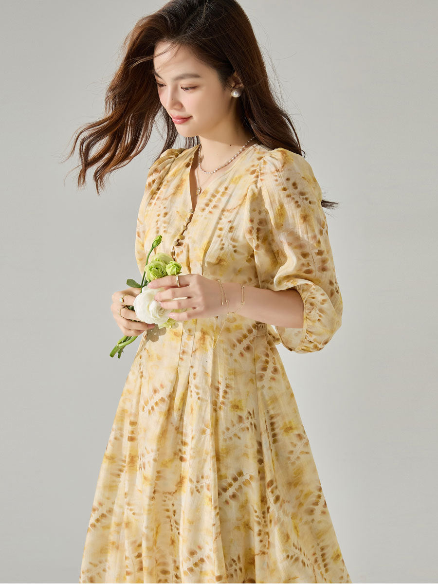 韓国ファッション SELCA-イエロータックワンピース-2024ss-155-03