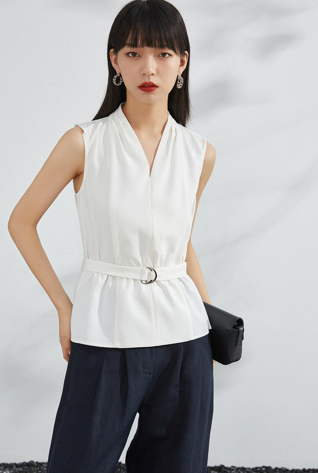 韓国ファッション SELCA-ノースリーブシャツチュニック-2024ss-tp34-06