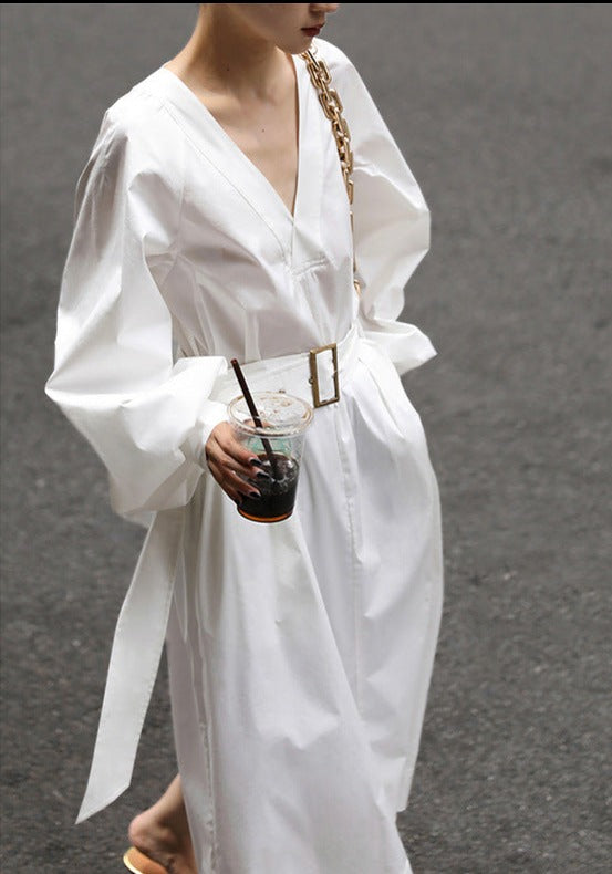 韓国ファッション SELCA-Vネックコクーンワンピース-2023ss-op04-01