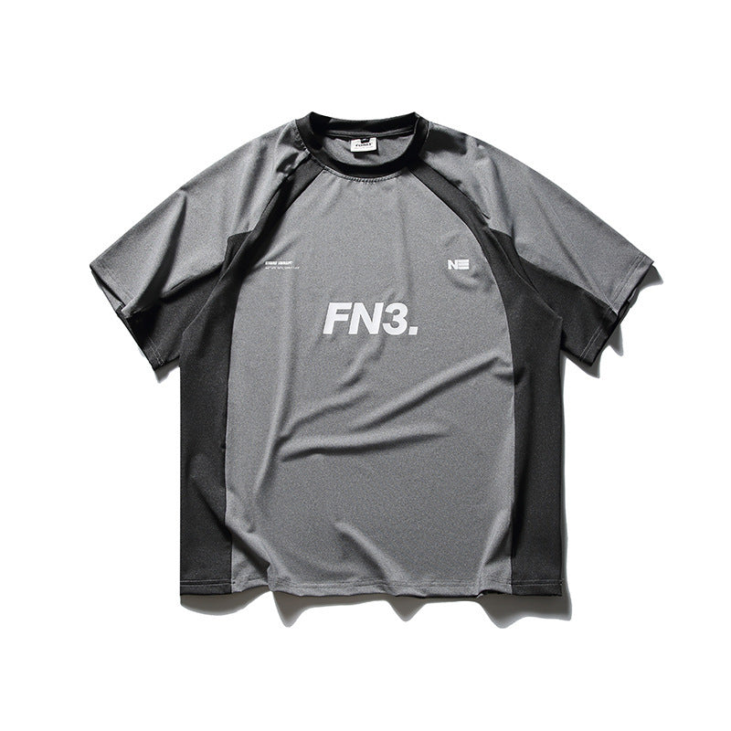 韓国ファッション SELCA-FORN3 2024夏新作アメリカントレンドルーズ半袖トップデザインコントラストカラーパッチワークカップルTシャツ-mselca2024ss-0134-03