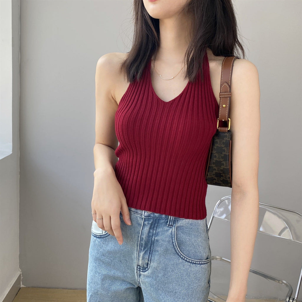 韓国ファッション SELCA-嘉織ベストの底を打つ女性の背中のギャルのセクシーな2023夏の外は新型の首のガーターの女性の金の8t8079を着ます。-2024ss-182-01