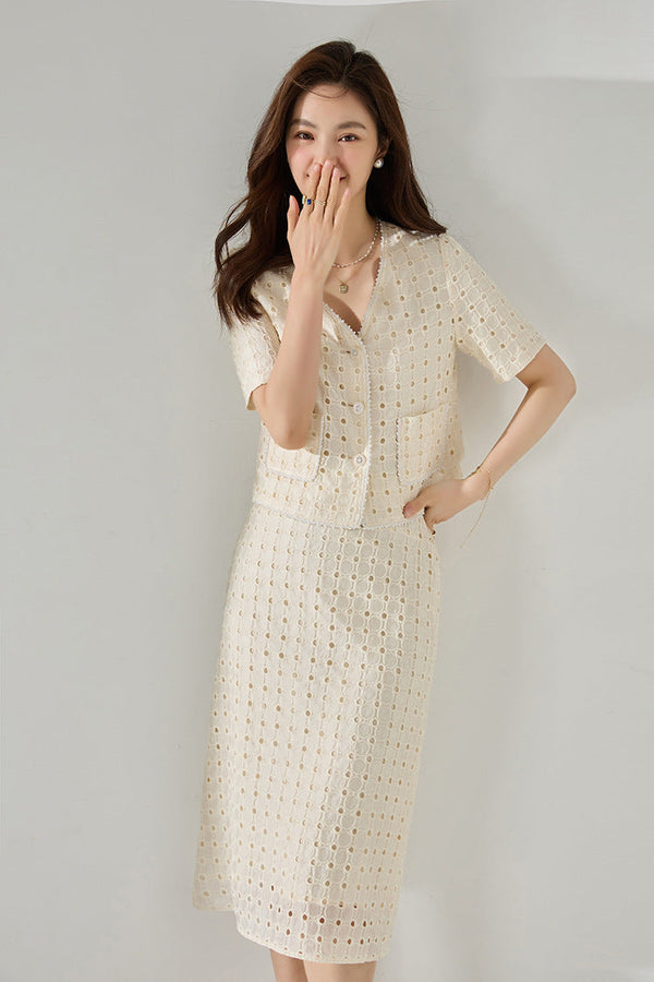韓国ファッション SELCA-レースセットアップスーツ(トップス)-2024ss-193-09