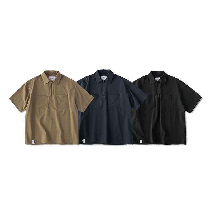 韓国ファッション SELCA-half zip double pocket shirt-mselca2024ss-097-03