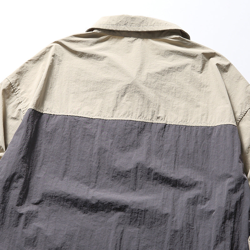 韓国ファッション SELCA-Patchwork Half Pocket Decoration Lapel Sweatshirt-mselca2024ss-091-010