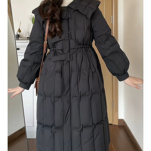 韓国ファッション SELCA-ベルト付きロングダウンコート-2023aw-ou41-02