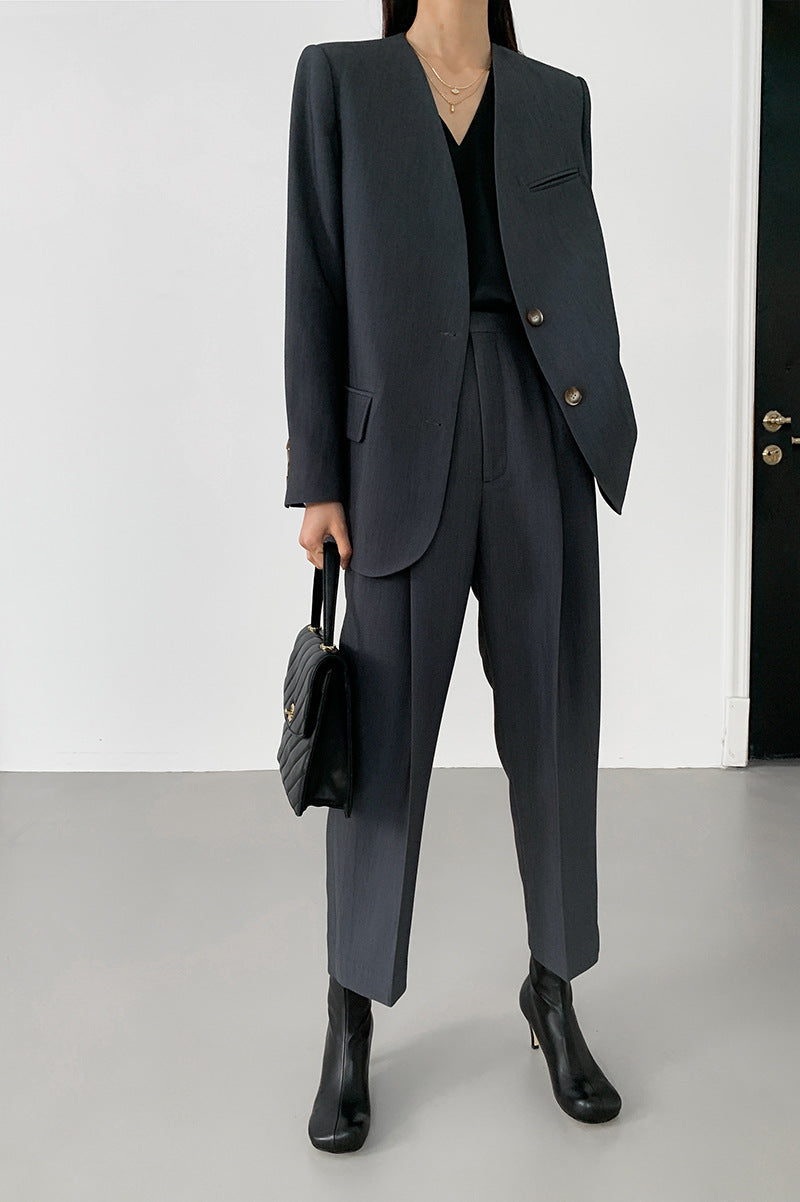 韓国ファッション SELCA-ノーカラーグレーセットアップ-2024ss-0017-022