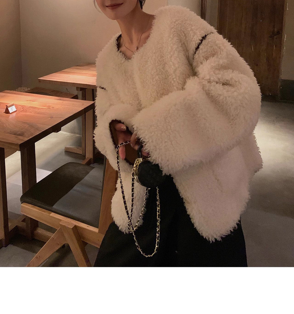 韓国ファッション SELCA-ボアホワイトジャケット-2023aw-ou53-012