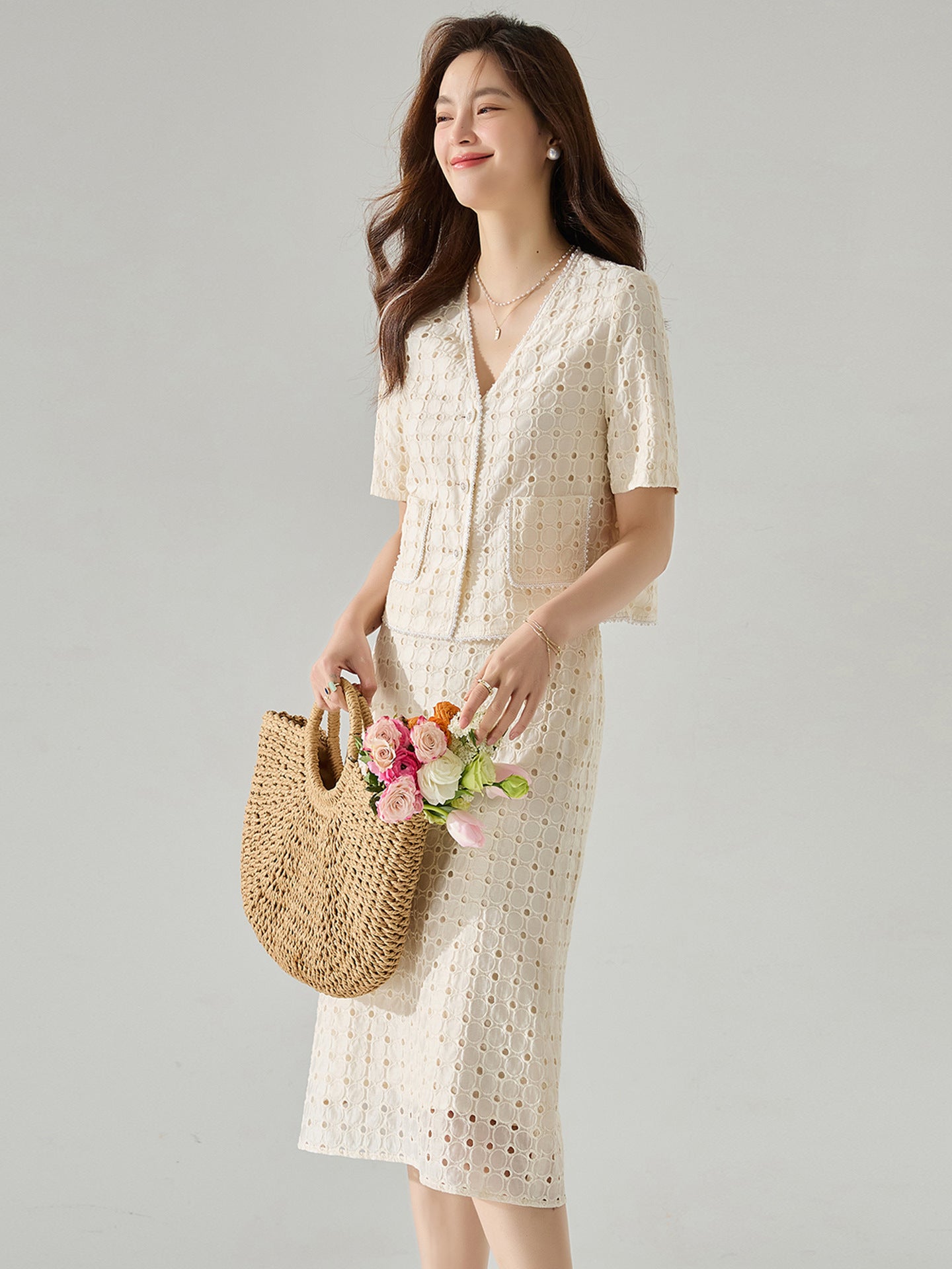 韓国ファッション SELCA-レースセットアップスーツ(トップス)-2024ss-193-04