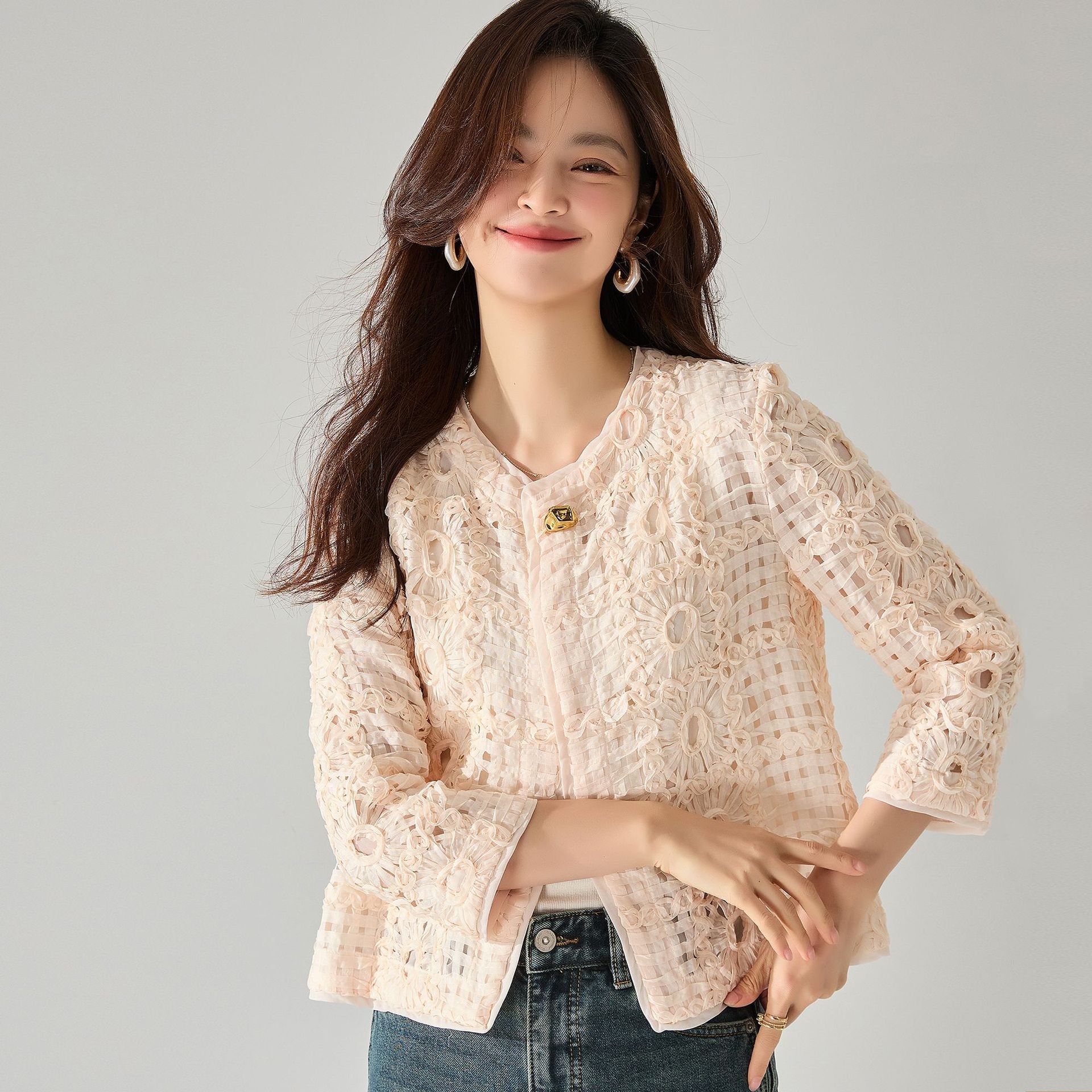 韓国ファッション SELCA-フラワーレースアウター-2024ss-141-01