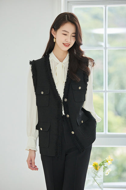 韓国ファッション SELCA-ブラックツイードジレ-2023aw-ot30-09