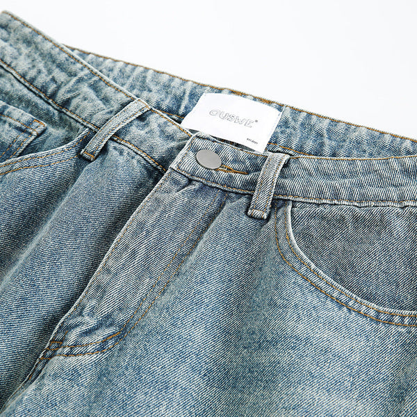 韓国ファッション SELCA-Washed jeans men's 3D pocket decoration straight length pants-mselca2024ss-019-03