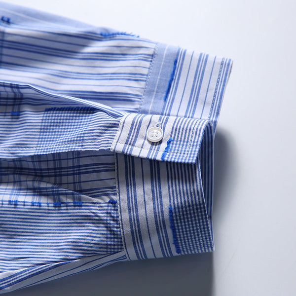 韓国ファッション SELCA-patchwork blue shirt-mselca2024ss-041-019