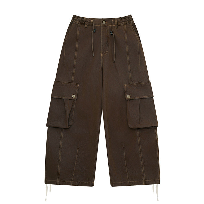 韓国ファッション SELCA-Retro big pocket straight work pants-mselca2024ss-99-07