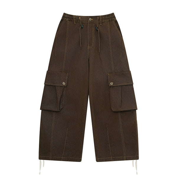 韓国ファッション SELCA-Retro big pocket straight work pants-mselca2024ss-99-07
