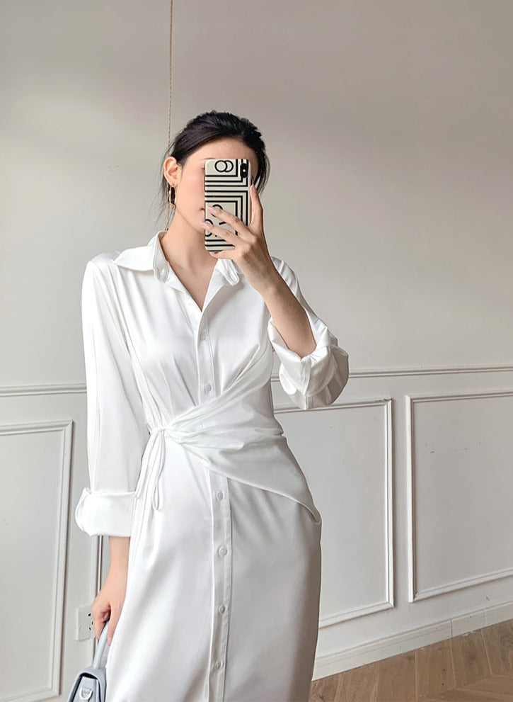韓国ファッション SELCA-ウエストマークサテンワンピース-2023ss-op-07