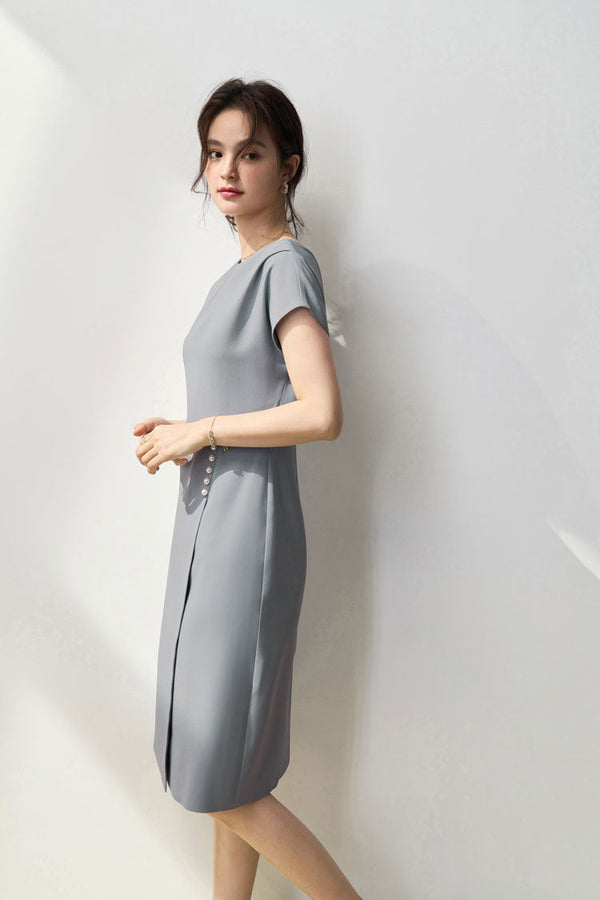 韓国ファッション SELCA-ライトブルーパールワンピース-2024ss-149-010