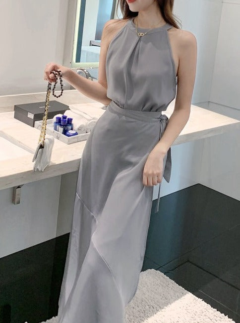 韓国ファッション SELCA-ホルターネックセットアップ-2023ss-op17-012