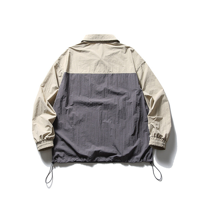 韓国ファッション SELCA-Patchwork Half Pocket Decoration Lapel Sweatshirt-mselca2024ss-091-05