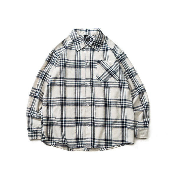韓国ファッション SELCA-Loose plaid retro long sleeve shirt-mselca2024ss-022-02